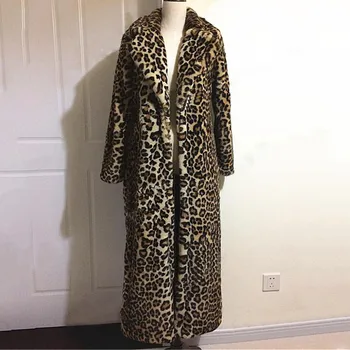 Femei super mult la glezna slab înaltă imitație de blană haina de blana femei leopard de imprimare de toamnă haina de iarna noi 2021