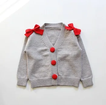 Fete pulover 2018 noua moda single-breasted copii pulover arc fata pulover tricotate pentru copii jacheta cardigan AA3027