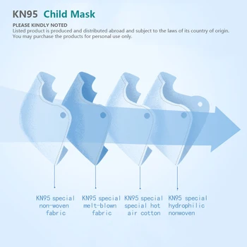 FFP2 5 strat 10buc KN95 Masca de Fata Pentru Copii Copii, Fete Baieti din Bumbac KN95 Gura Măști de Carbon Activat Respirabil aparat de Respirat