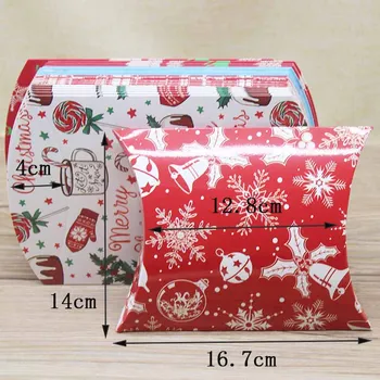 Fierbinte de vânzare oameni de Zăpadă crăciun Fericit pachet de cadouri cutie Roșie snowflowers Xmas favoruri pernă formă de cutie de ambalaj de hârtie caseta de petrecere provizii