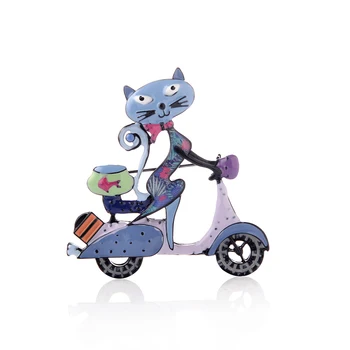 Fierbinte Pisica Drăguț femei Broșe Email Aliaj de Desene animate Motocicleta Broșă Pin Nou, ziua Recunostintei Moda Bijuterii Animale Pini Accesorii