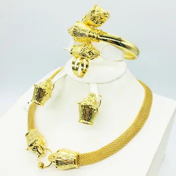 FIERBINTE set de bijuterii de Moda Nigeria Dubai aur-de culoare din Africa de șirag de mărgele de nunta bijuterii set de bijuterii africane margele seturi de bijuterii