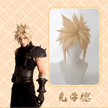 Final Fantasy 7 FF7 Cloud Strife Cosplay Cizme Personalizate Negru Cosplay Pantofi FF7 Cloud Strife Lenjerie de pat Blonda Peruci Cosplay+capac de peruca