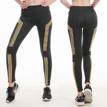 Fitness Jambiere Femei Dungi Jambiere Pantaloni 2018 Nou Casual Reflectorizante Imprimate Antrenament de Fitness Stretch Pantaloni Lungi S-XL