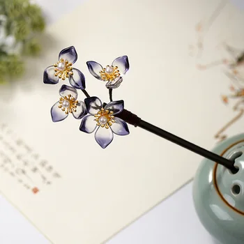 FORSEVEN Retro Floare Perle din Lemn de Păr Furci Bețe Chinezești Antice Agrafe Agrafe Headpieces pentru Femei Mireasa Mireasa Nunta