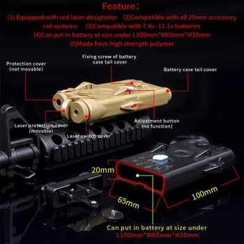 FOST Airsoft Tactic UN peq PEQ-2 Baterii Caz Laser Roșu Pentru 20mm Șine Nici o Funcție PEQ2 Cutie WEX426