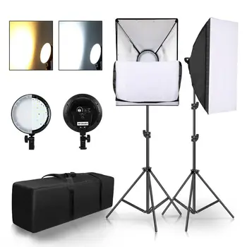 Fotografie Lampa LED Șirag de mărgele Softbox Kit de Iluminat Doi Culoare Lumină Continuă Soft Box 45W Sistem de Accesorii Pentru Studio Foto Video