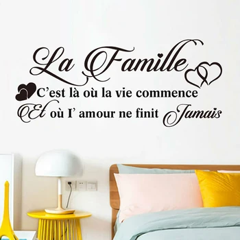 Franceză Autocolante De Perete La Famille Citate Living Art Decor Dormitor Romantic Familie Vinil Decalcomanii De Perete Decor Acasă Y754