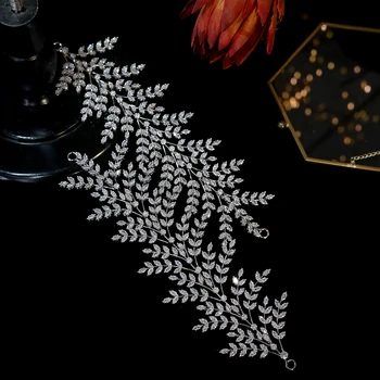 Frunză nouă Frizură Frizură Parte ASNORA de Lux Nunta Regală Frizură CZ Coroana Doamnelor bijuterii Bijuterii A01032