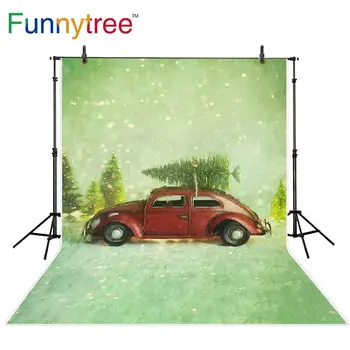 Funnytree imagini de fundal ecran verde bokeh zăpadă masina Retro copac fundal în aer liber de crăciun photophone pasionat de fotografie