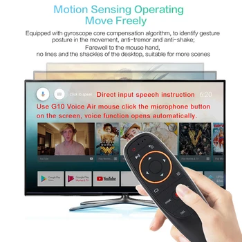 G10 Telecomanda Air Mouse-ul de 2.4 GHz Control Vocal Wireless Google Microfon, Receptor USB Senzor Giroscop AI Fr Inteligent Android TV BOX