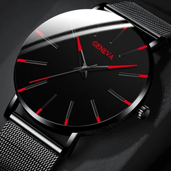 Geneva Mens Minimalist, Ultra Subțire Plasă din Oțel Inoxidabil Curea Ceas de Lux pentru Bărbați Ceas Business Casual Cuarț Ceas Reloj Hombre