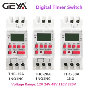 GEYA THC-30 Electric Digital cu Timer Programabil pe Șină Din 30A AC DC 12V 24V, 110V 220V 240V