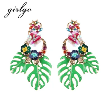 Girlgo ZA New Style Moda Bijuterii de Epocă de Mare de Design de Epocă Pendientes Hojas Y Flores Frunze Și Flori de Cercei Statement