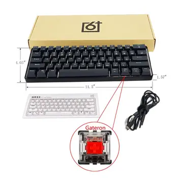 GK61 SK61 61-Cheie Tastatură Mecanică cu Fir USB LED Backlit Axa Jocuri Gateron Optică, Switch-uri Pentru Desktop Dropship