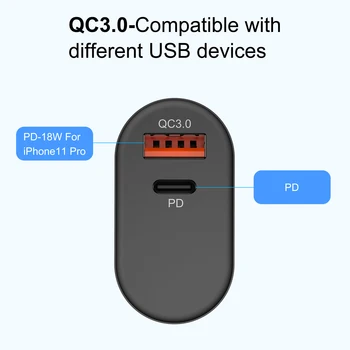 GTWIN 18W Quick Charge 3.0 USB Încărcător PD C USB Încărcător Încărcător Rapid NOI UE Plug Adaptor pentru iPhone Xiaomi Telefon Mobil Samsung