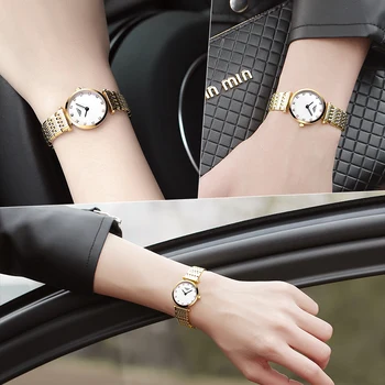 GUANQIN Femei Ceasuri de Lux, Top Ceas Brand de Moda Casual Ultra subțire 6mm design Aur, Argint Oțel Cuarț Rochie Fată Ceasuri