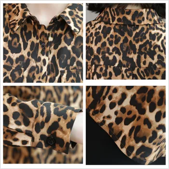 Hanyiren Femei cu Maneci Lungi Leopard de Imprimare Șifon Bluze 2019 Primăvară de Moda Noua Doamnă Birou Rândul său, în Jos Guler Casual Purta Topuri