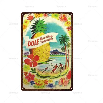 Hawaii Turism Vintage Din Metal Staniu Plaja Poster Indian Palmier Placa Placa De Epocă Cafenea Bar Club Peștera Cafenea Decor Acasă