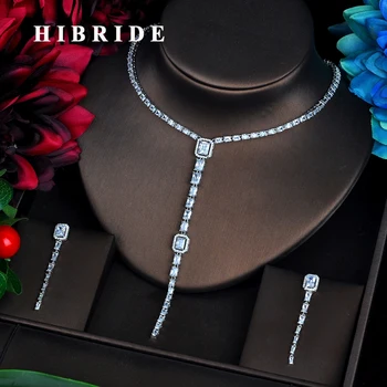 HIBRIDE Elegent Lung și Strălucitor CZ Legăna Seturi de bijuterii Spumant Zircon bijuterii de Nunta de Lux Set Bijuterii Pentru Femei Cadouri de Partid N-562