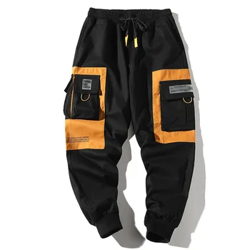 Hip, Hip, Pantaloni Vintage de Culoare Bloc Mozaic Multi-buzunar Cargo Harem Pant Streetwear Harajuku Jogger Sweatpant Pantaloni de Bumbac