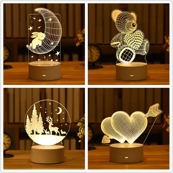Iepurașul de paști 3D Lampa Acrilice LED Noapte Lumina de Ziua Îndrăgostiților Cadou de Nunta de Decorare Petrecere de Aniversare pentru Copii Iepure de Paște Decor