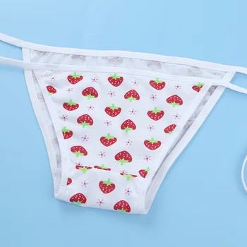 Iiniim Femme Lenjerie intima Femei micro bikini Sutien Vesta & Scurtă Seturi Cute Strawberry Mini Sutien Top cu Teddies String Tanga Lenjerie