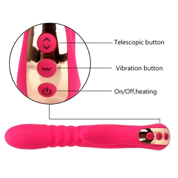 IKOKY Încălzire Automate Telescopice Bagheta AV Rod Vibrator Vaginal G Spot Masaj Penetrare Penis artificial Vibratoare Jucarii Sexuale Pentru Femei