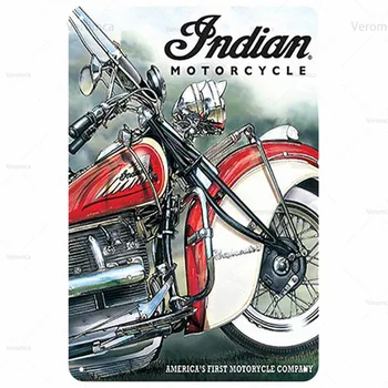 Indian Motorcycle Placa Vintage din Metal Staniu Semn Pin Up Shabby Chic Decor de Perete de Arta Placă de Metal pentru Bar, Pub, Club Motor Garaj