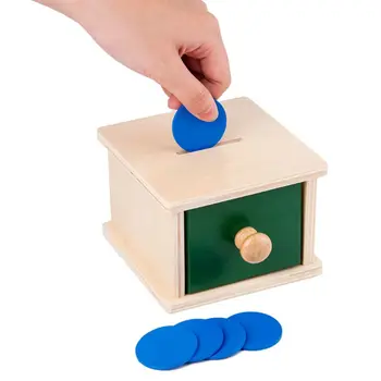 Infant Toddler Monede de Lemn Minge de Potrivire Cutie Montessori Instrumente pentru Copil pentru Copii