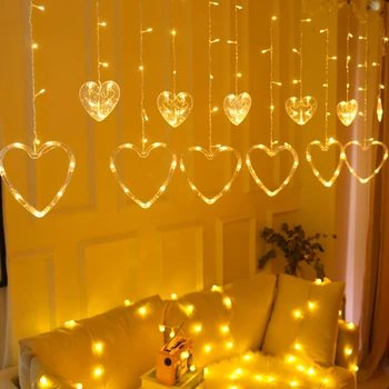 Inima LED Perdea de Lumini Șir 12 Inimile Fereastră Lumina Decor pentru Nunta Ziua Îndrăgostiților, Aniversare, Petrecere de Perete Fundaluri D30