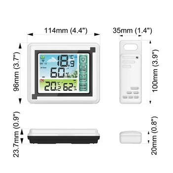Interior Exterior Wireless Digital cu Statie Meteo Max Min Înregistrări ℃ ℉ Temperatura metru Umiditate Monitor Vreme Ceas cu Higrometru