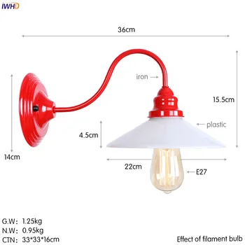 IWHD Sticlă Albă de Perete LED Lumina Pridvor Dormitor Scara de Metal Roșu Loft Industrial Decor de Perete de Epocă Tranșee Edison Aplique Comparativ
