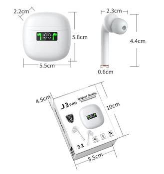 J3 TWS Pro Wireless Bluetooth HIFI de Reducere a Zgomotului Căști Sport Cască de Control Tactil Cu Afișaj LED de Încărcare Cutie Universal