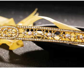 JaneVini Clasic Gatsby Diadema De Aur Tiara Cap De Cristal Bijuterii Argint De Mireasa Coroane Și Diademe Femei Petrecere De Seara Hairband