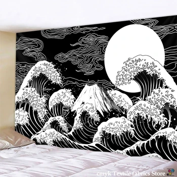 Japonia, Kanagawa Tipărite Agățat Tapiserie Munte, Soare, Mare, Val Pictura Tapiserie Poliester Boho Cuvertură Yoga Mat Pătură