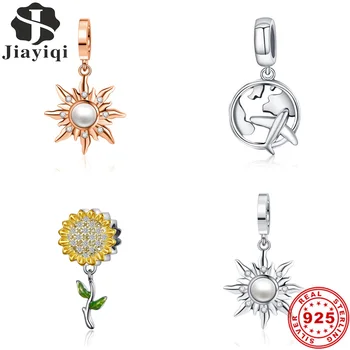 Jiayiqi Argint 925 Pandantiv Soare Floarea-soarelui Avion Charm Pandantiv Frumos se Potrivesc Brățară Colier DIY Reprezintă Speranța