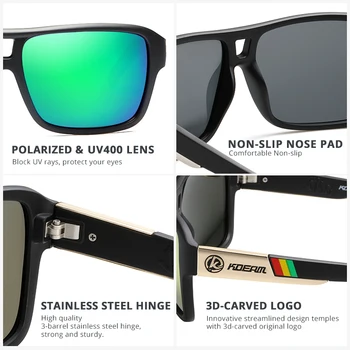 KDEAM Gem stil de Viață pentru Bărbați ochelari de Soare Polarizat Pătrat Supradimensionate Flash Oglindă Ochelari de Soare Greu Cutie Incluse