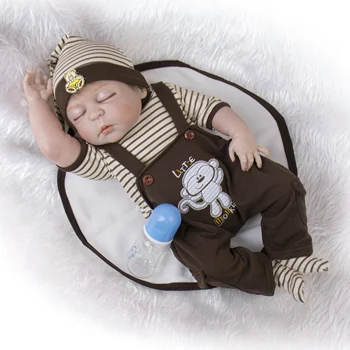 KEIUMI 23 Inch Realist Renăscut Copii Papusa Tuturor Silicon Realiste de Dormit Băiat Păpușă Jucărie de Copil Ziua de nastere Cadou de Culcare Juca