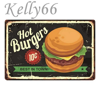 [ Kelly66 ] Hot Burger Metal Semn Tin Poster Decor Acasă Bara de Perete de Arta Pictura de 20*30 CM Dimensiune y-1712