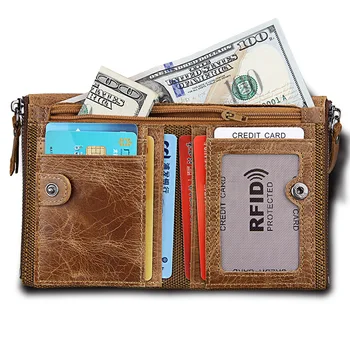 KEVIN YUN moda vintage RFID din piele pentru bărbați portofele fermoar dublu mare capacitate de sex masculin cartelei poseta din piele portofel