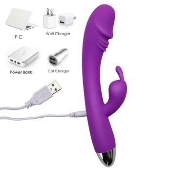 Khalesex Realistic Dildo Vibrator 10 moduri de G Spot Vagin, Clitoris jucărie de sex Feminin Masturbari Rabbit Vibrator Jucarie Sexuala pentru femeie