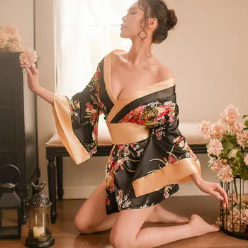 Kimono Japonez Stiluri Sexy Femei Din Satin De Mătase Pijamale De Sex Feminin Print Camasa De Noapte Pentru Femei Îmbrăcăminte De Noapte Doamnelor De Noapte Cămăși Îmbrăcăminte Acasă