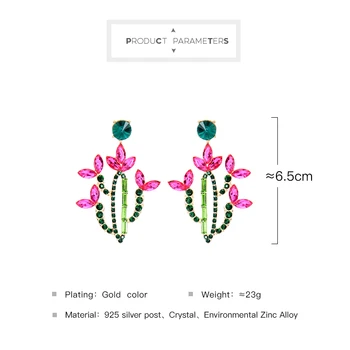 Kissme Delicat Cristal Multicolore Cactus Floare Picătură Cercei Pentru Femeile de Culoare de Aur de Aliaj Cercei Moda Bijuterii Accesorii