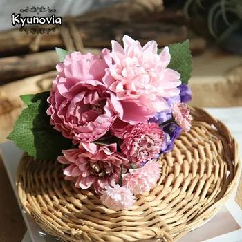 Kyunovia Mireasa domnisoare de Onoare buchet de Mireasa bujori Flori Decor Acasă Buchet de Mireasa ramos de novia purpură D145