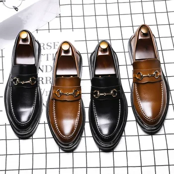 La modă ascuțite pantofi din piele lucioasă față business casual din piele pantofi respirabil moderne barca pantofi casual pantofi pentru bărbați
