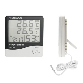LCD Display Digital, Termometru Higrometru HTC-2 de Interior, în aer liber Tester de Umiditate și Temperatură Meter Stație Meteo cu Senzor