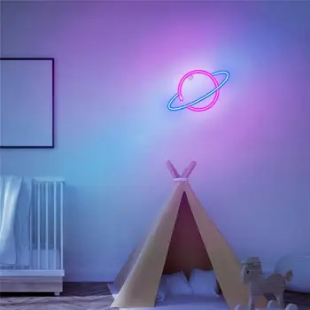 LED 3D Planeta Lumina de Neon Lampa de Noapte pentru Copii Pepinieră Copil Dormitor Agățat de Crăciun Acasă Sala de Petrecere Decorative