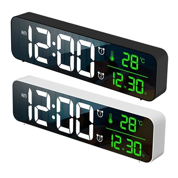 LED Digital ceas Cu Alarmă și Amânare Temp Muzica Dual Ceas Multifuncțional USB Încărcător de Mari Cifre de Afișare Luminozitate Dimmer