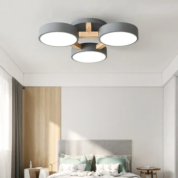 LED simplu candelabru Cu Abajur Metal Pentru Camera de zi din Lemn Dormitor Modern candelabru În Formă Rotundă